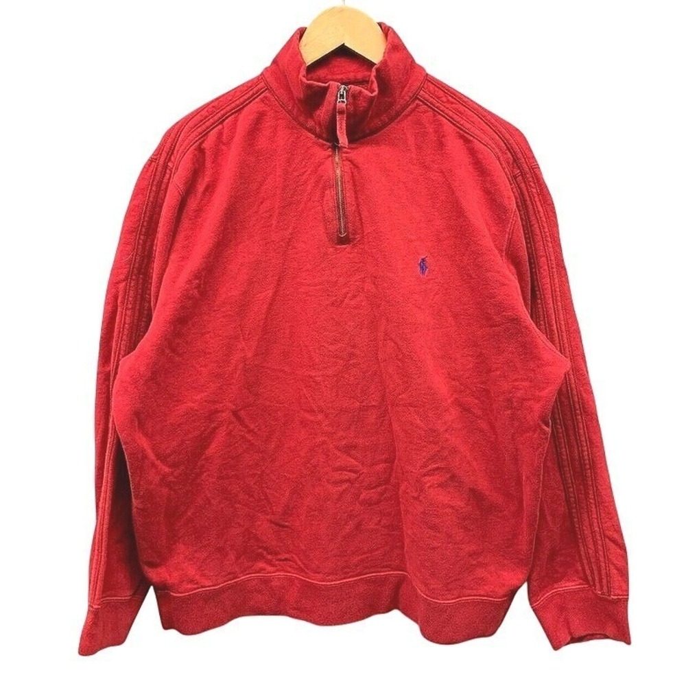 Polo Ralph Lauren 1/4 Zip Sweater Men's XL Red Pullover Pony Logo Preppy